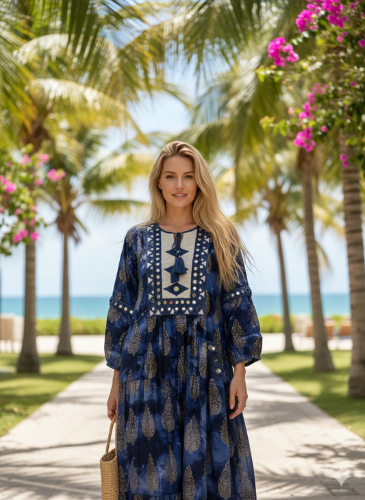 Vestido Maxi Estela Índigo