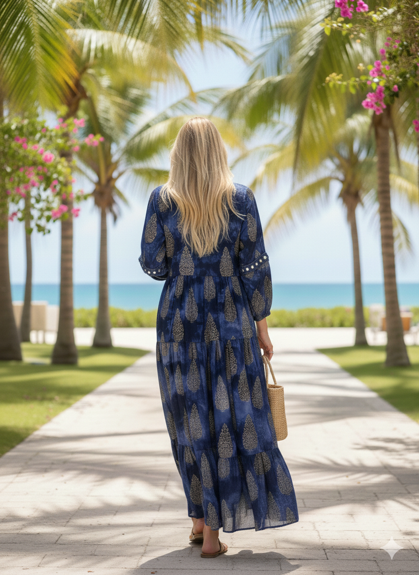 Vestido Maxi Estela Índigo