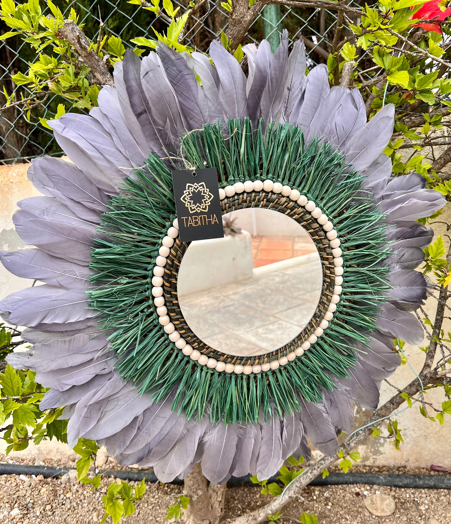 Espejo Boho Plumas