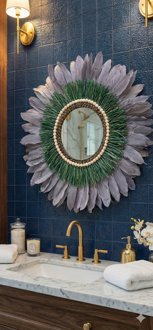 Espejo Boho Plumas