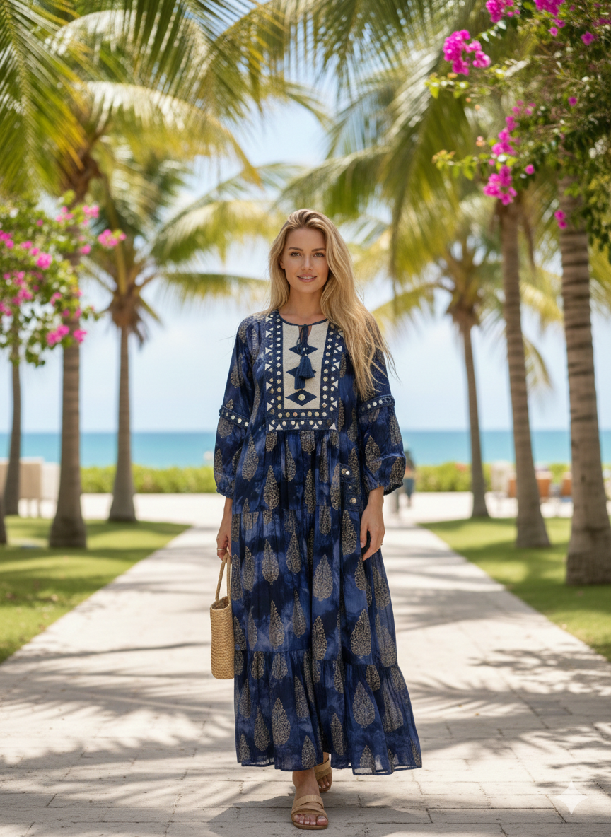 Vestido Maxi Estela Índigo