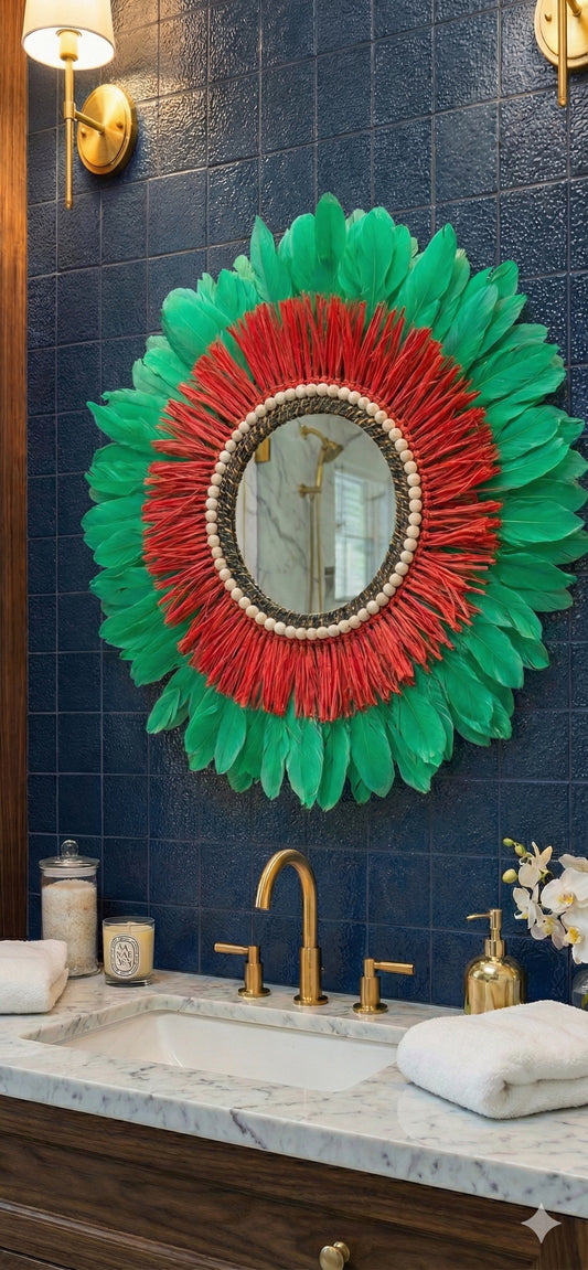 Espejo Boho Plumas