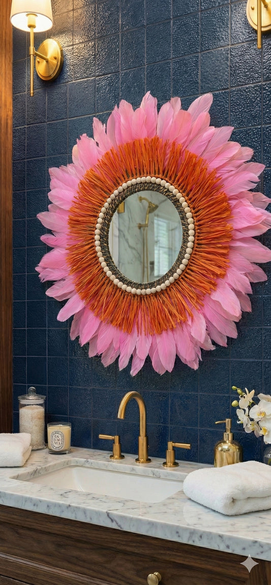 Espejo Boho Plumas