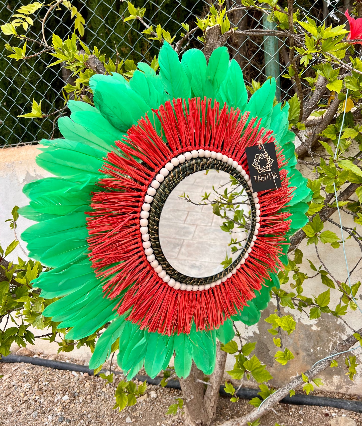 Espejo Boho Plumas