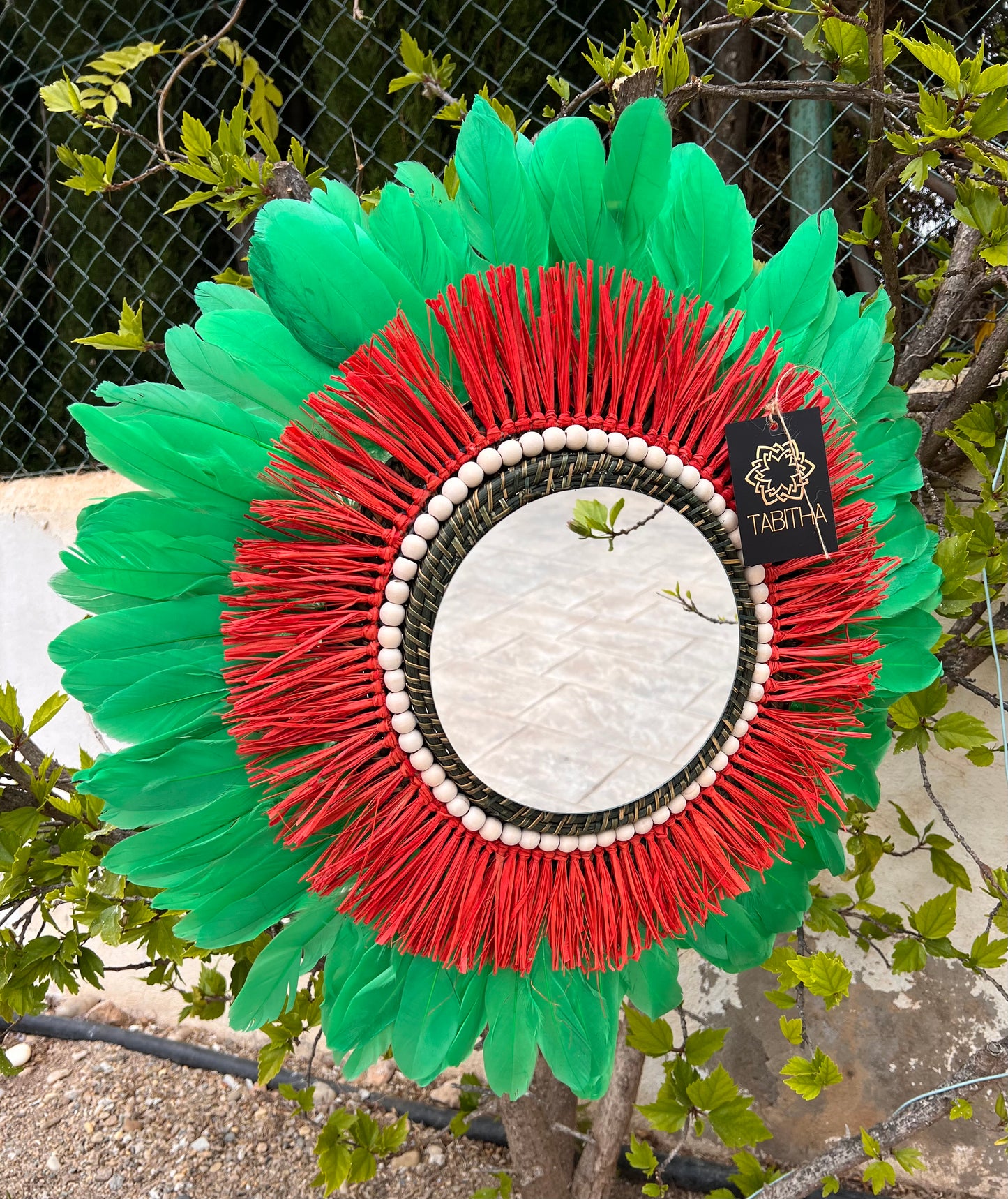 Espejo Boho Plumas