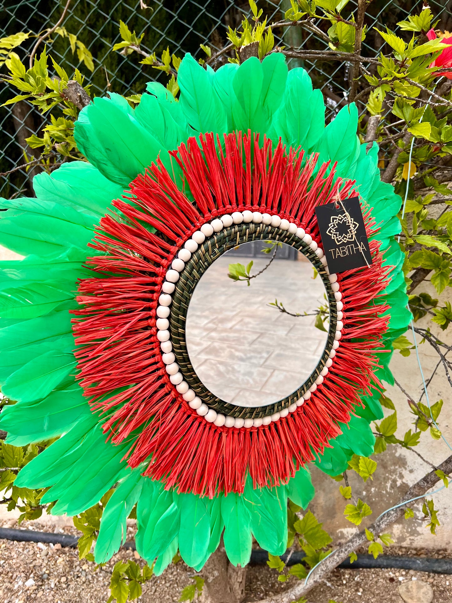 Espejo Boho Plumas